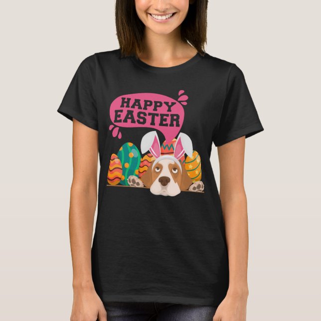 Camiseta Feliz Perro de Pascua Divertido Perro Conejo (Anverso)