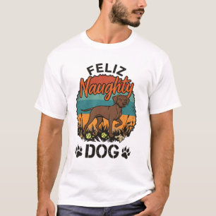 Camiseta Feliz Perro Travieso Marrón Huellas de Pata de Sol