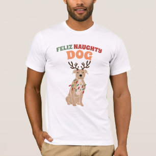Camiseta Feliz Perro travieso Navidades feos al estilo suét