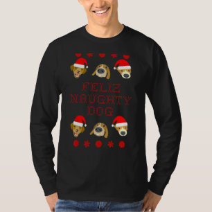 Camiseta Feliz Perro travieso Navidades feos al estilo suét