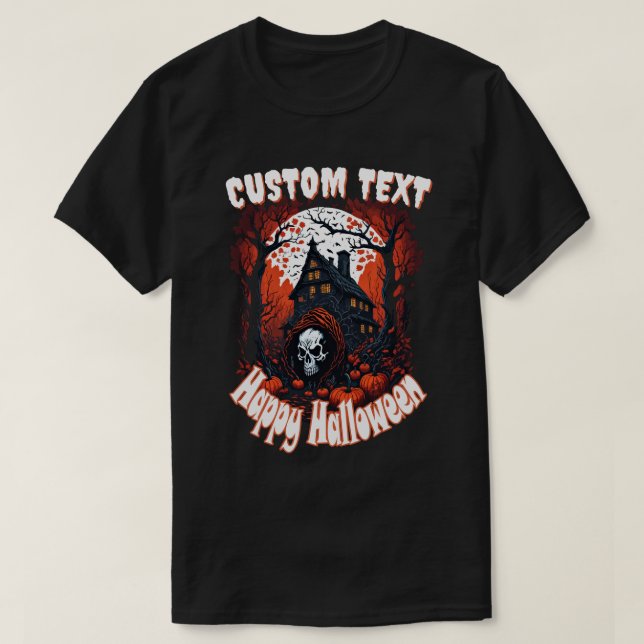 Camiseta Feliz Personalizado de la casa fantasma de Hallowe (Diseño del anverso)