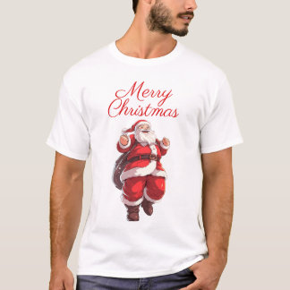 Camiseta Feliz Personalizado navideño Santa