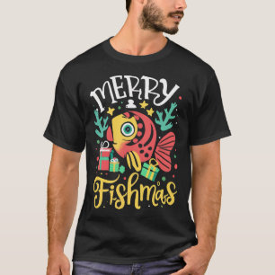 Camiseta Feliz Pescado de Navidad Divertido Pescar Navidad