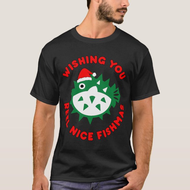 Camiseta feliz pez Navidad Santa (Anverso)