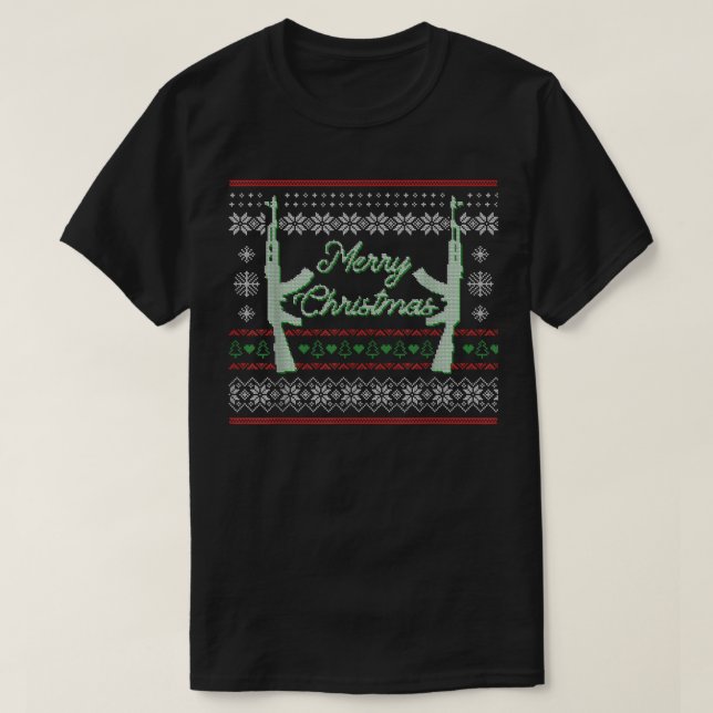 Camiseta Feliz Pistola De Navidad Para Navidades Que Cazan  (Diseño del anverso)