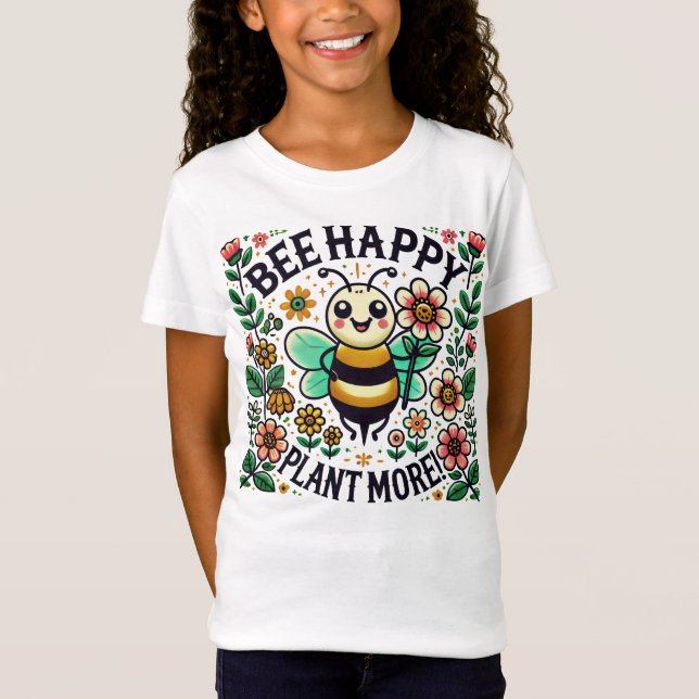 Camiseta ¡Feliz, Planta Más! Alegre Bee (Anverso)