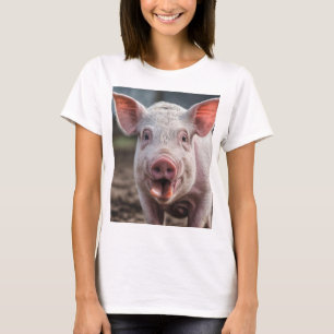 Camiseta Feliz Poke de la Lengua Porcina Blanca,