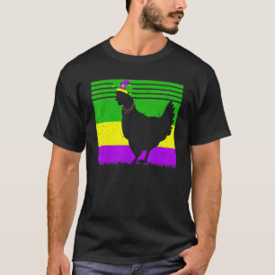 Camiseta Feliz pollo de Mardi Gras Desfile de disfraces vin