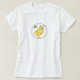 Camiseta Feliz pollo de Pascua y flores de primavera