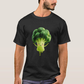 Camiseta Feliz postura de yoga de brócoli Personaje diverti