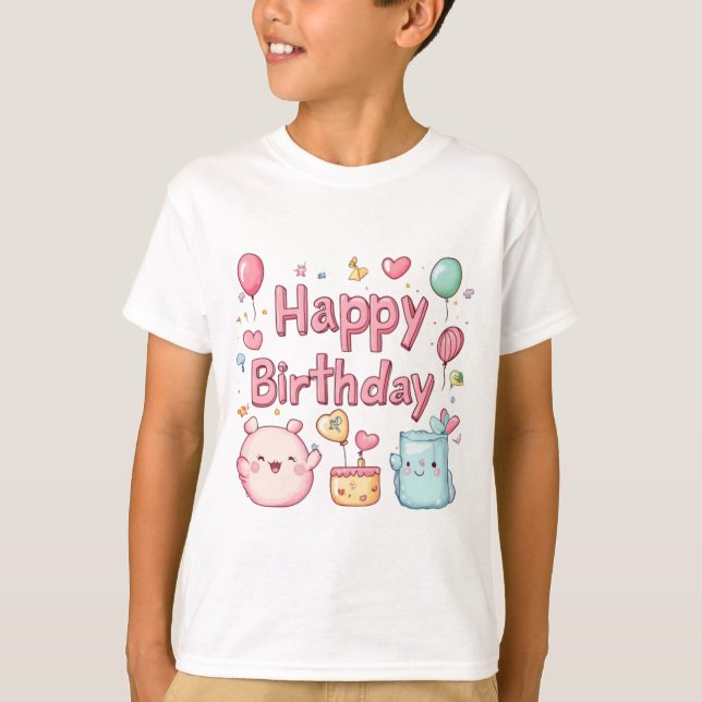 Camiseta Feliz primer cumpleaños - Cute Feliz cumpleaños di (Anverso)