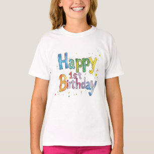 Camiseta Feliz primer cumpleaños - Diseño de arte de texto 