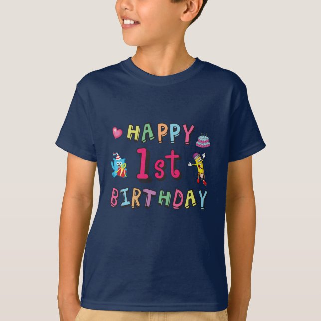 Camiseta Feliz primer cumpleaños para niños de 1 año deseo  (Anverso)