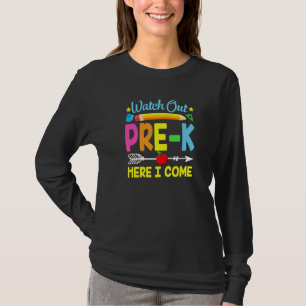 Camiseta Feliz Primer Día Bonito Cuidado Pre K Aquí Vengo