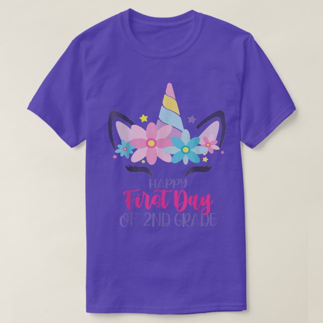 Camiseta Feliz Primer Día De 2º Grado De Unicornio De Vuelt (Diseño del anverso)