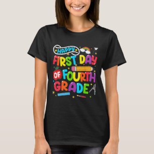 Camiseta Feliz Primer Día De 4to Grado De Regreso A La Escu