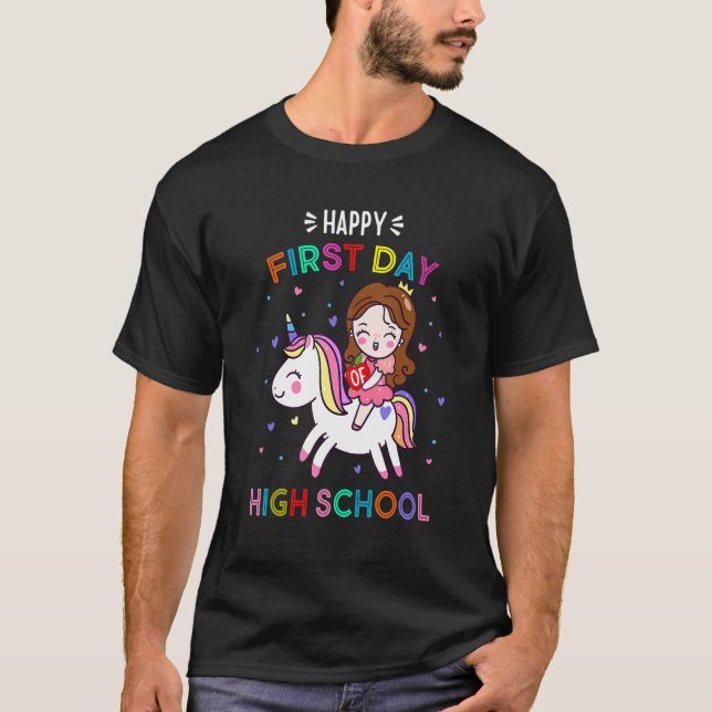Camiseta Feliz Primer Día De Chicas De La Escuela Secundari (Anverso)