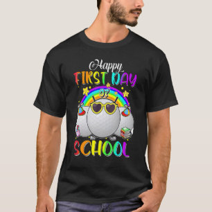 Camiseta Feliz primer día de clases de golf de Cute Rainbow