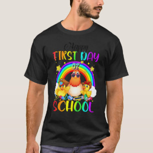 Camiseta Feliz primer día de clases de pollo arco iris a