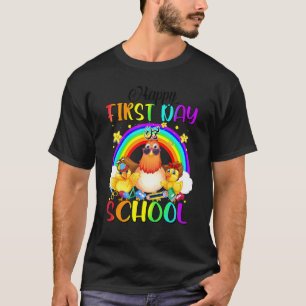 Camiseta Feliz primer día de clases de pollo arco iris a
