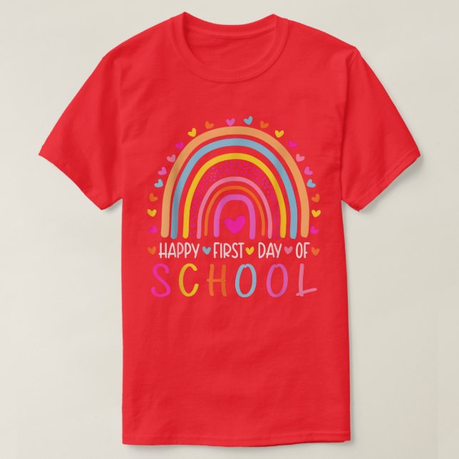 Camiseta Feliz primer día de clases de profesor de leopardo (Diseño del anverso)