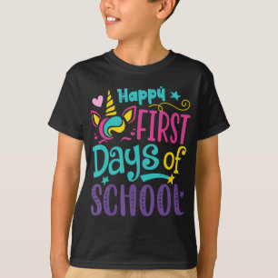 Camiseta Feliz Primer Día De Colegio A Unicornio De Vuelta
