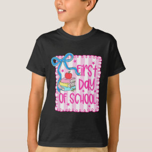 Camiseta Feliz Primer Día De Colegio Lazo Coquette De Niña