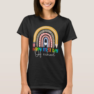 Camiseta Feliz Primer Día De Colegio Leopardo Arcoíris Prof