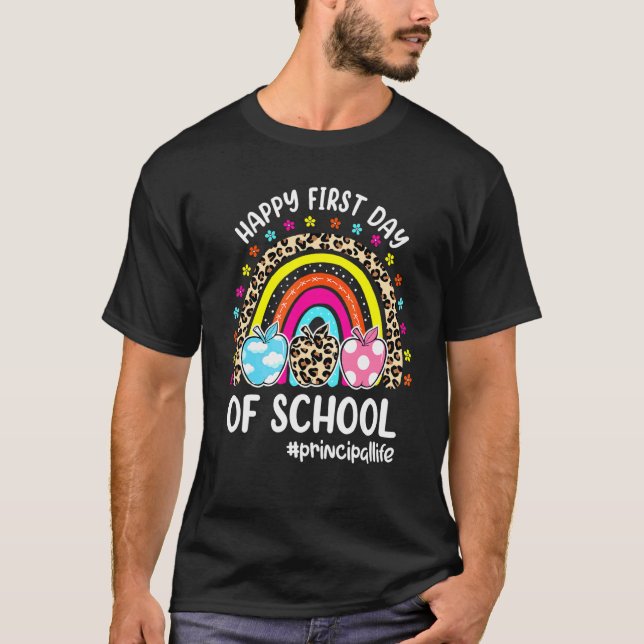 Camiseta Feliz Primer Día De Colegio Manzana Arcoíris Direc (Anverso)