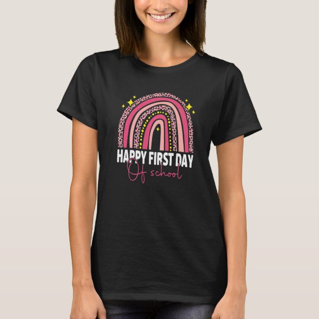 Camiseta Feliz Primer Día De Colegio Profesor Arcoíris Niño (Anverso)