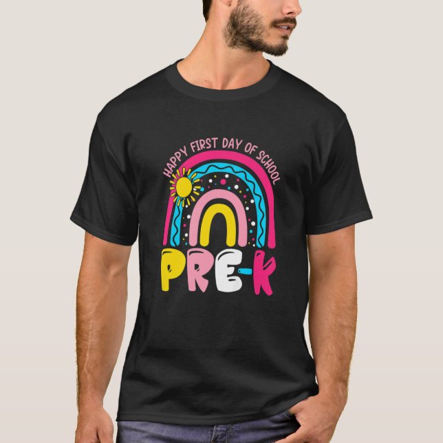 Camiseta Feliz Primer Día De Educación Preescolar De Vuelta (Anverso)