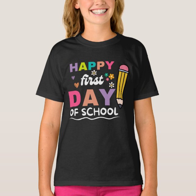Camiseta Feliz primer día de escolarización, profesor (Anverso)