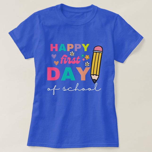 Camiseta Feliz primer día de escolarización, profesor (Diseño del anverso)