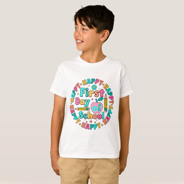 Camiseta Feliz Primer Día de Escuela (Anverso completo)
