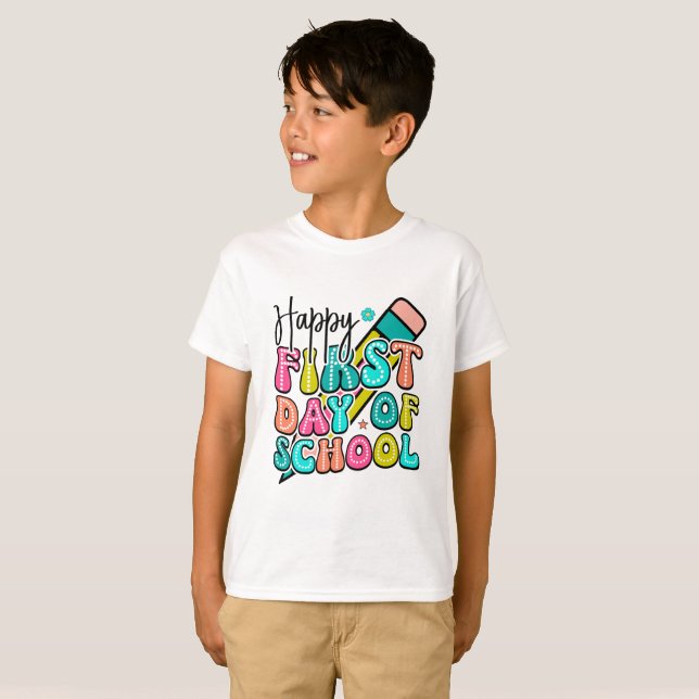 Camiseta Feliz Primer Día de Escuela (Anverso completo)