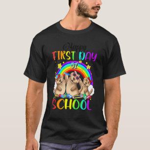 Camiseta Feliz primer día de escuela, acariciar el arcoiris