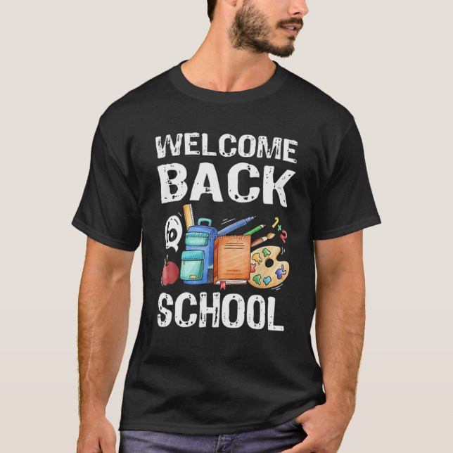 Camiseta Feliz primer día de escuela bienvenido de vuelta a (Anverso)