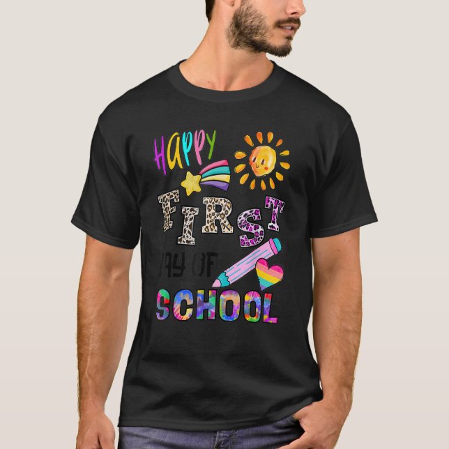Camiseta Feliz Primer Día De Escuela Clipart Para Enseñar (Anverso)