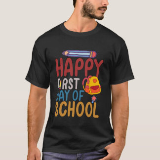 Camiseta Feliz Primer Día De Escuela Lápiz Maestro Niños Es