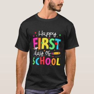 Camiseta Feliz Primer Día De Escuela Lápiz Maestro Niños Vu