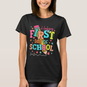Camiseta Feliz Primer Día De Escuela Lápiz Maestro Niños Vu