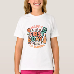 Camiseta Feliz Primer Día de Escuela – Lindo Diseño Kawaii