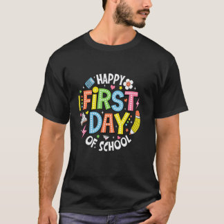 Camiseta Feliz Primer Día De Escuela Maestros Niños Hombres