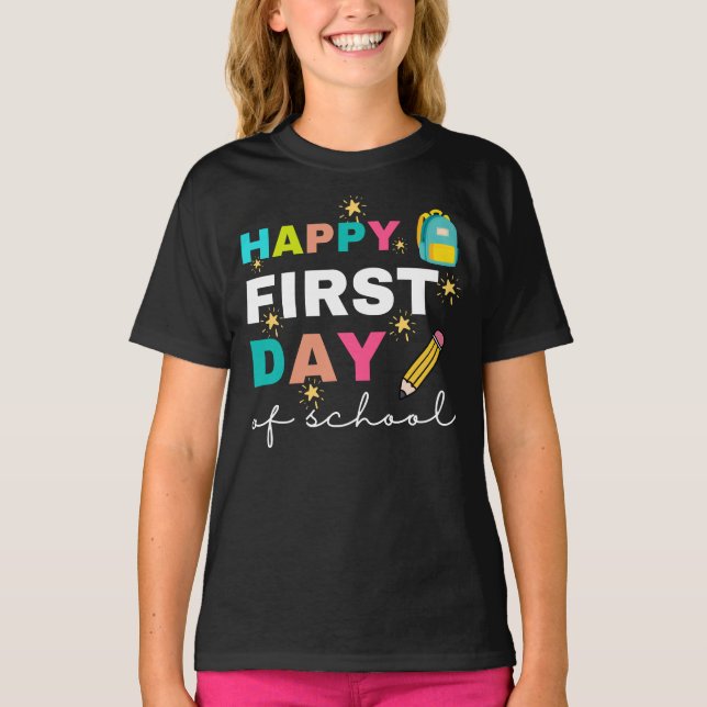 Camiseta Feliz Primer Día de Escuela, Profesor de  (Anverso)