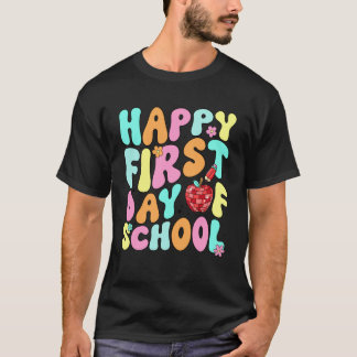 Camiseta Feliz Primer Día De Escuela Secundaria Groovy Prof