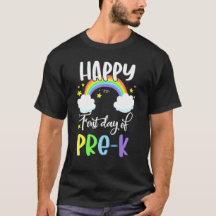 Camiseta Feliz primer día de estudiante preescolar Rainbow