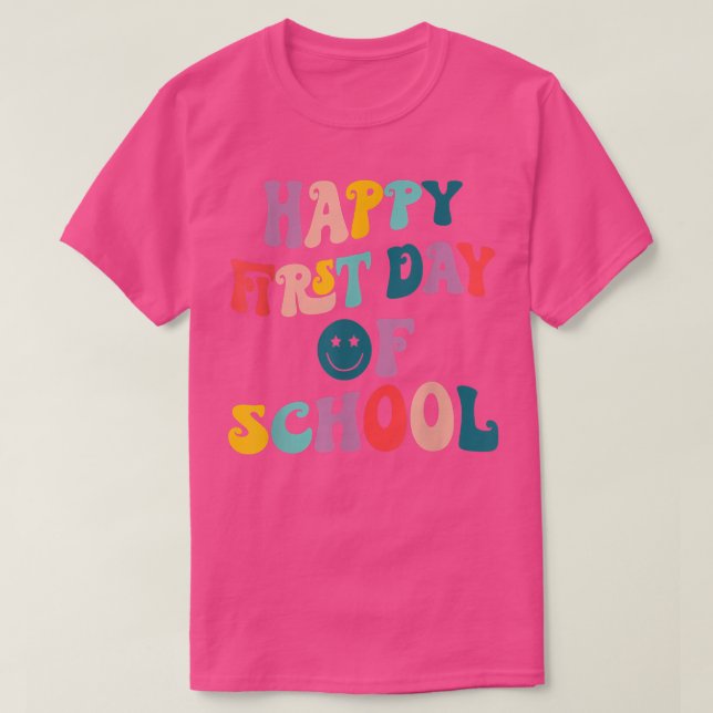 Camiseta Feliz Primer Día De Estudiantes De Camisas Escolar (Diseño del anverso)