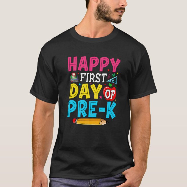 Camiseta Feliz Primer Día De Estudiantes De Preescolar De V (Anverso)