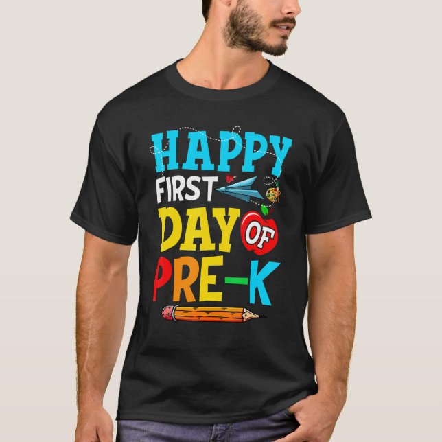 Camiseta Feliz Primer Día De Estudiantes De Preescolar De V (Anverso)