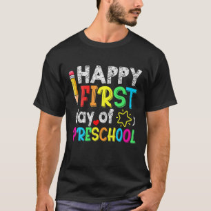 Camiseta Feliz Primer Día De La Enseñanza Preescolar Gracio
